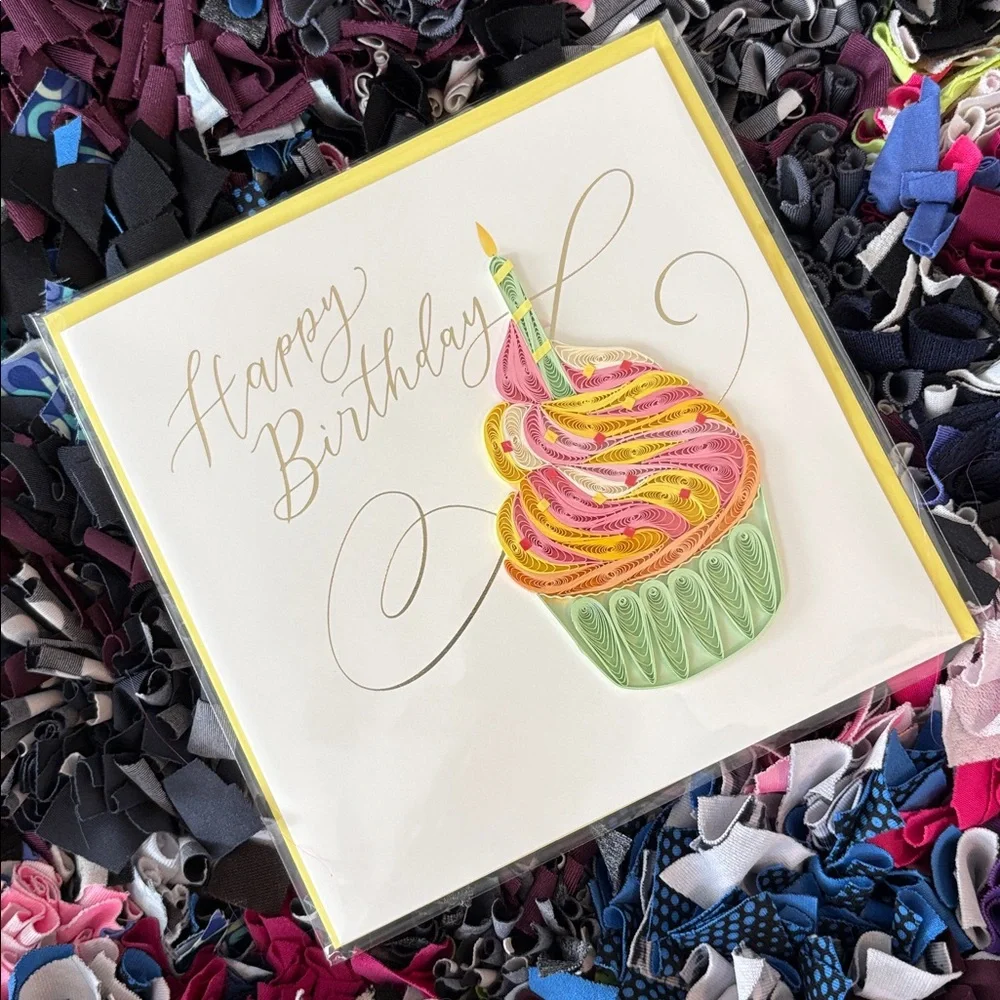 🆕Papyrus Quilled Paper Cupcake Birthday Greeting Card